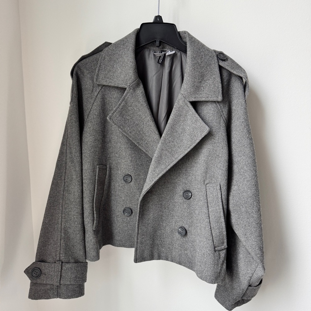 H&M Charcoal Oversized Double-Breasted Pea Coat